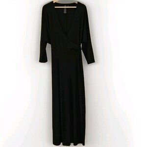 Norma Kamali Jumpsuit Women L / 40 Black Dolman LS Wrap Front Tie Waist Wide Leg